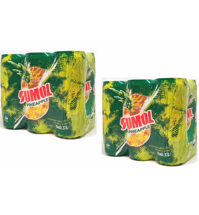 SUMOL Pineaple Can Soda 12 Pack / Pineapple Soft Drink Can 12 Pack.