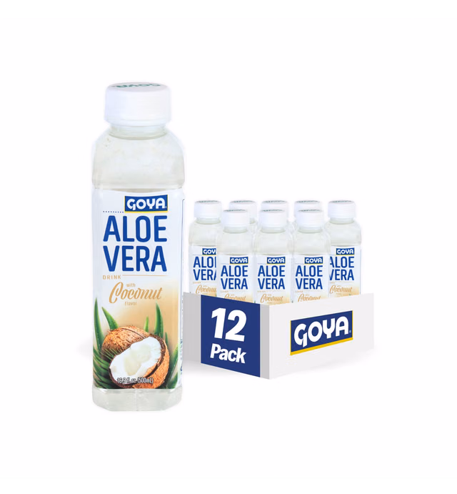 Goya Foods Goya Aloe Vera Drink With Coconut Flavor, 16.9 Fl Oz (Pack of 12),Clear