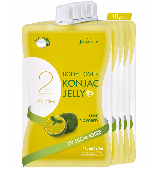 Jadamsun Body Loves Konjac Jelly (Calamansi Lime, 10pc). Low Calorie Smoothie with Zero Sugar. Healthy Korean Food.
