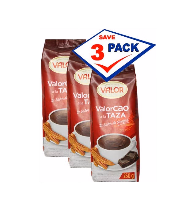 Valor. Valorcao. Chocolate Powder. 250g (8.75oz). Pack of 3