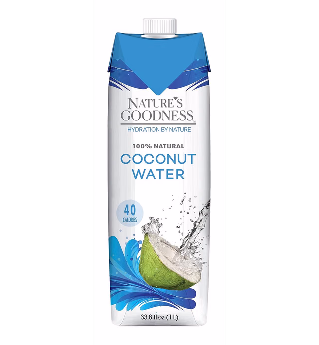 Nature's Goodness Coconut Water - 33.82 Fl Oz 1(L) (100% Natural, Sugar Free, Gluten Free and Non-GMO, for Hydrating Naturally)