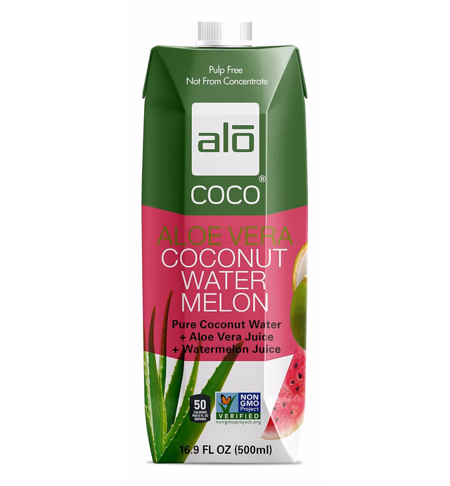ALO COCO Aloe Vera Coconut Water, Watermelon | 16.9 fl oz, Pack of 12 | Plant-Based Drink Pure Coconut Water + Aloe Vera