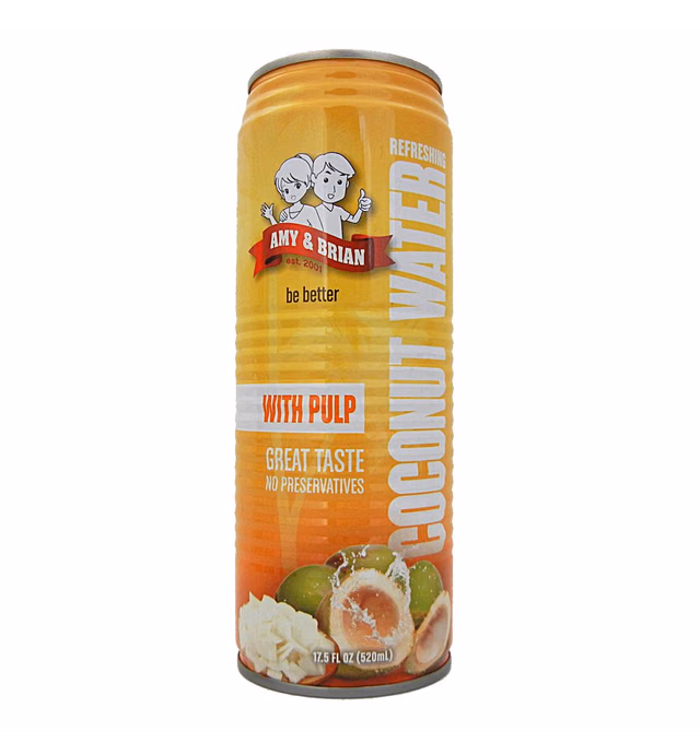 Amy & Brian Coconut Water with Pulp, 17.5 Fl Oz (Pack of 12)