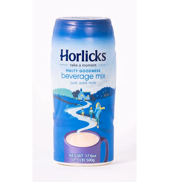Horlicks Malted Milk Powder 500 Gram (Pack of 4 Jars) - Made in England for Malt - Creamy, Malty Taste - Free From Artificial Colors, Sweeteners, and Preservatives