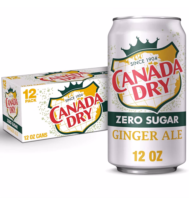 Canada Dry Zero Sugar Ginger Ale Soda, 12 fl oz cans, 12 pack
