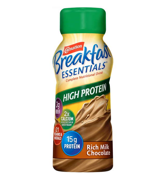 Carnation Breakfast Essentials High Protein Ready-to-Drink, Rich Milk Chocolate, 8 FL OZ Bottle (Pack of 6) (Packaging May Vary)