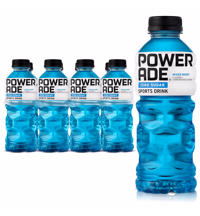 POWERADE ZERO, Zero Calorie Electrolyte Enhanced Sports Drinks, Mixed Berry, 20 fl oz, 8 Pack