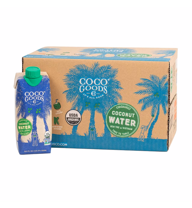 CocoGoodsCo Single-Origin 100% Organic Coconut Water, Non-GMO, Never from Concentrate (16.9 fl. oz, 12 pack)