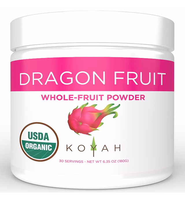 KOYAH - Organic Freeze-Dried Pink Dragon Fruit Powder (1 Scoop = 1/4 Cup Fresh): 30 Servings (Often Called Pitaya), 180 g (6.35 oz)