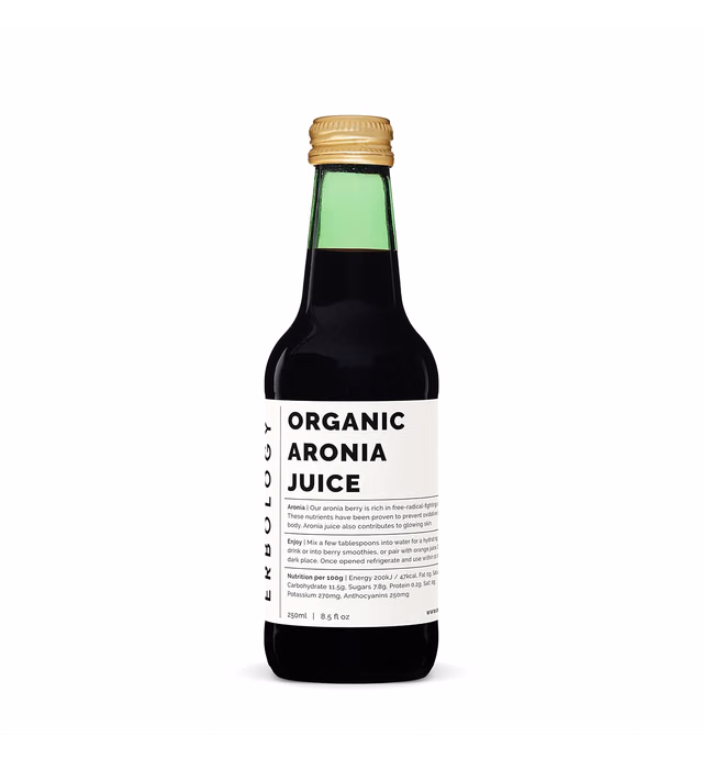 100% Organic Aronia Berry Juice 8.5 fl oz - Supports Skin Health - Rich in Antioxidants - Straight from Farm - Undiluted - No Added Sugar or Preservatives - Non-GMO - Recyclable Glass Bottle