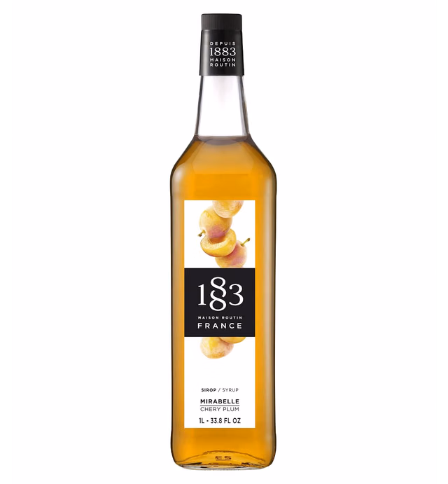 1883 Chery Plum Syrup - Flavored Syrup for Hot & Iced Beverages - Gluten-Free, Vegan, Non-GMO, Kosher, Preservative-Free, Made in France | Glass Bottle 1 Liter (33.8 Fl Oz)