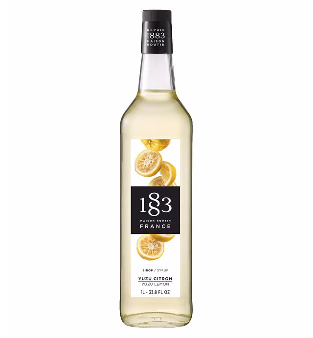 1883 Yuzu Lemon Syrup - Flavored Syrup for Hot & Iced Beverages - Gluten-Free, Vegan, Non-GMO, Kosher, Preservative-Free, Made in France | Glass Bottle 1 Liter (33.8 Fl Oz)