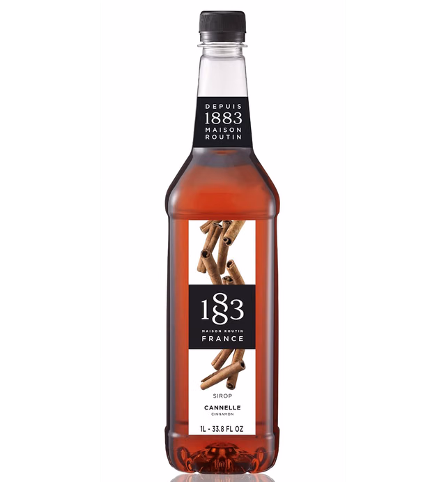 1883 Cinnamon Syrup - Flavored Syrup for Hot & Iced Beverages - Gluten-Free, Vegan, Non-GMO, Kosher, Preservative-Free, Made in France | Plastic Bottle 1 Liter (33.8 Fl Oz)
