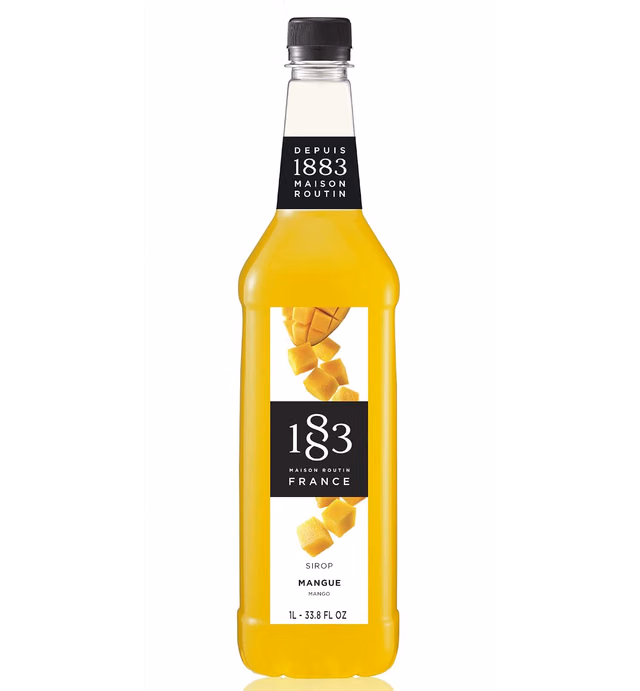 1883 Mango Syrup - Flavored Syrup for Hot & Iced Beverages - Gluten-Free, Vegan, Non-GMO, Kosher, Preservative-Free, Made in France | Plastic Bottle 1 Liter (33.8 Fl Oz)
