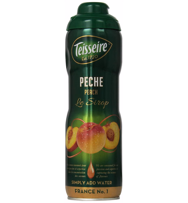 Teisseire Peach Syrup 20.3 fl oz for flavoring tea, for sodas and more. French import, Peach