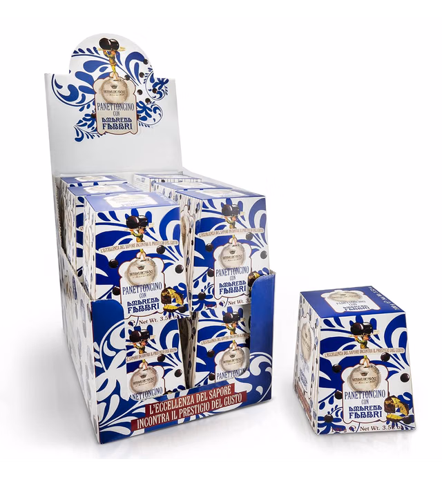 Amarena Fabbri Cherries Mini Panettone by Tommaso Muzzi, Made in Italy, 3.5 Ounce, Pack of 12