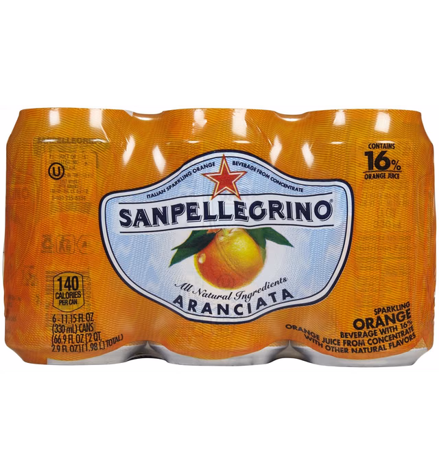 San Pellegrino Sparkling Beverage, Aranciata, 11.15 Oz, 6 Ct