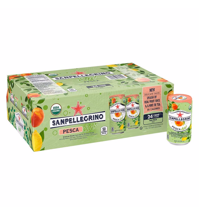 Sanpellegrino Pesca &Te Sparkling Organic Juice & Tea Beverage Blend 8.45 Fl. Oz. (24 Pack)
