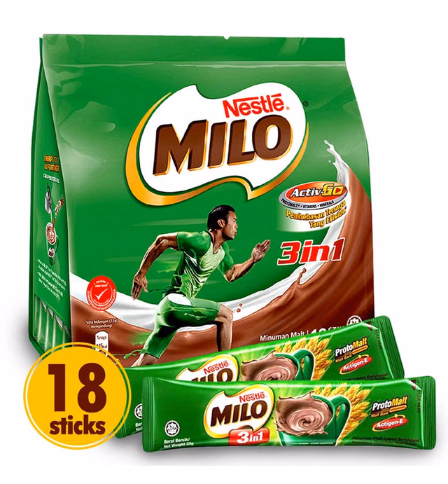 Nestle Milo 3-in-1 Chocolate Powder (Richer than The Original) - Instant Malt Chocolate Milk Powdered Drink - Fortified Energy Drink - More Chocolatey & More Malty - Imported from Malaysia, 18 Sticks