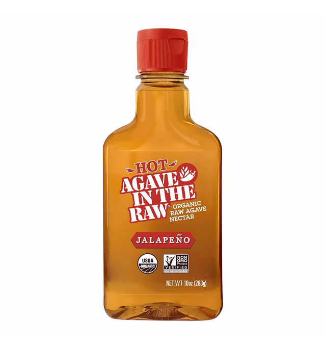 Hot Agave In The Raw Organic Raw Blue Agave Nectar w/Jalapeno | Sweet & Spicy Syrup for Drinks, Pizza, Cocktails, mocktails, or marinades | Low Carb, Vegan, Gluten-Free, 10 oz Bottle, Pack of 1
