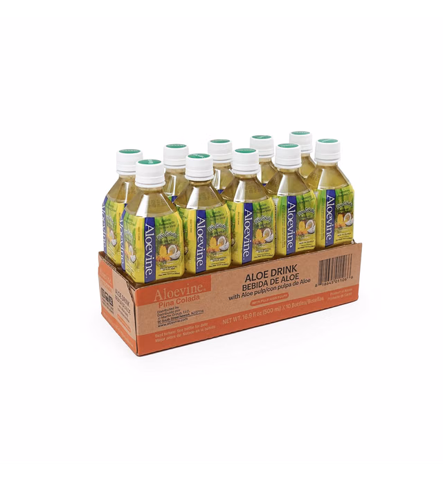 Aloevine Aloe Vera Drink Pina Colada healthy juice l 16.9 oz. 10 pack l smart fruit Korean drinks