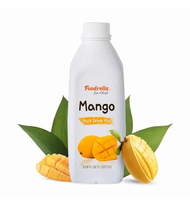Foodrella Mango Flavor Concentrate Syrup Fruit Puree, 33.8 Fl Oz (1L), Makes A Refreshing Cool Drink Including Fruit Drinks, Smoothies, Juice, Soda, Iced tea & More