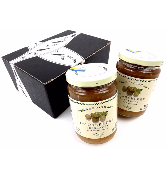 Hafi Gooseberry Preserves, 14.1 oz Jars in a BlackTie Box (2 Items Total)