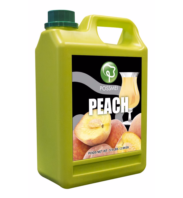 Possmei Flavored Syrup, Peach, 5.5 Pound