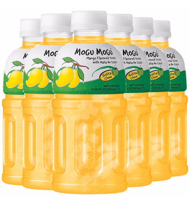 Mogu Mogu drink mango juice (6 Packs) Drinks for kids made with fruit juice and nata de coco (coconut jelly) Fun chewable juice boxes for kids. Juice bottles made for adults and kids ready to drink juices