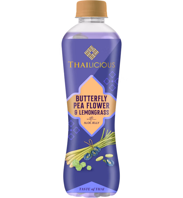 Thailicious Aloe Vera Drink with Aloe Vera Jelly Butterfly Pea and Lemongrass Flavor