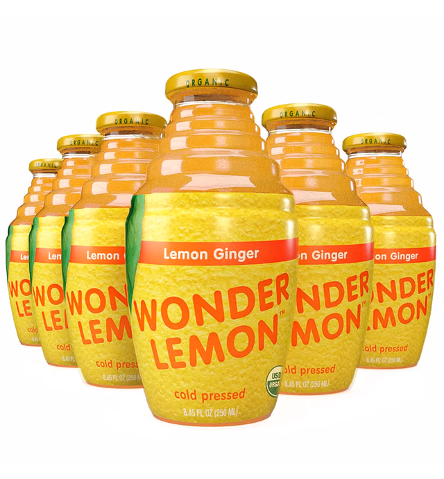 Wonder Lemon Organic Lemon Ginger Cold Pressed Juice, 8.45oz (6 Pack)