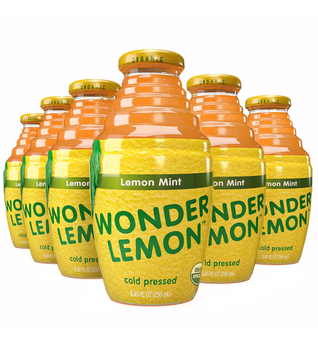 Wonder Lemon Organic Lemon Mint Cold Pressed Juice, 8.45oz (6 Pack)
