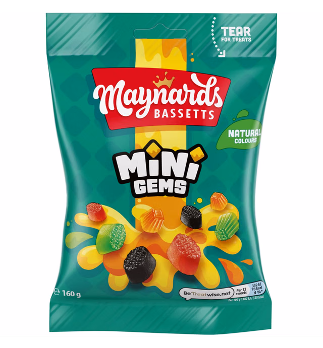 Maynards Bassetts Midget Gems Sweets Bag, 160g