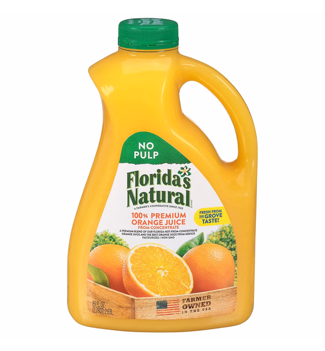 Florida's Natural Orange Juice No Pulp, 89 Fl Oz Bottle