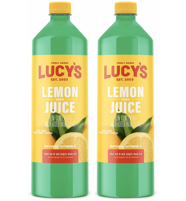 Lucy’s Family Owned - Lemon Juice, 32 oz. Bottle (Pack of 2)