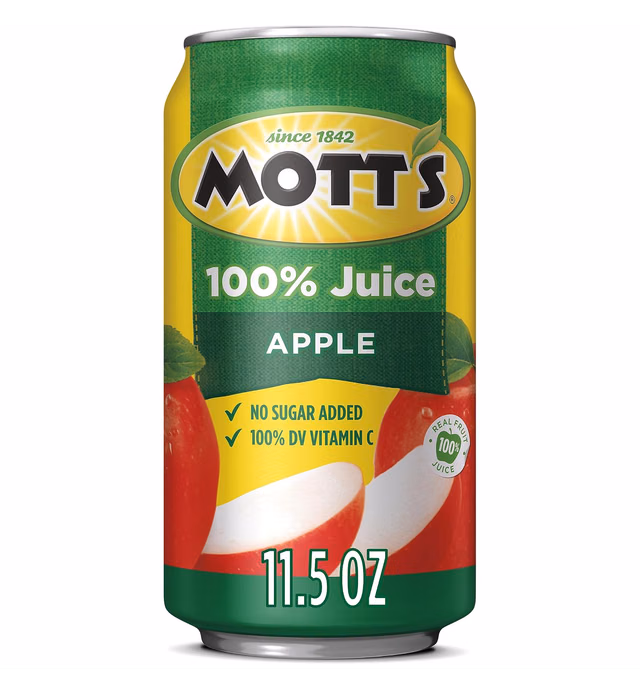 Mott's 100% Original Apple Juice, 11.5 Fluid Ounce Cans, 24 Count