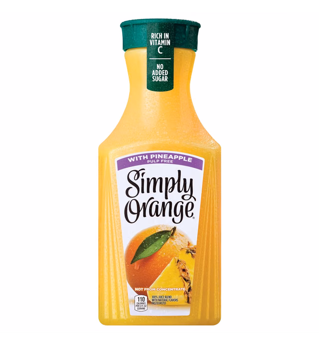 Simply Orange w/ Pineapple, 52 fl oz, 100% Juice Blend, Pulp Free, Orange Juice w/ Pineapple Juice