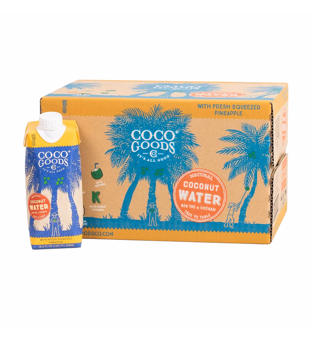 CocoGoods Co Single-Origin Natural Coconut Water with Fresh Pineapple Juice 16.9 fl. oz, 12 pack