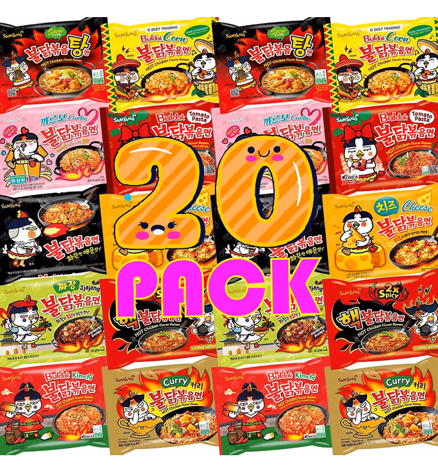 Samyang Buldak Variety Multi 20 Pack Chicken Stir Fried Extreme Spicy Ramen