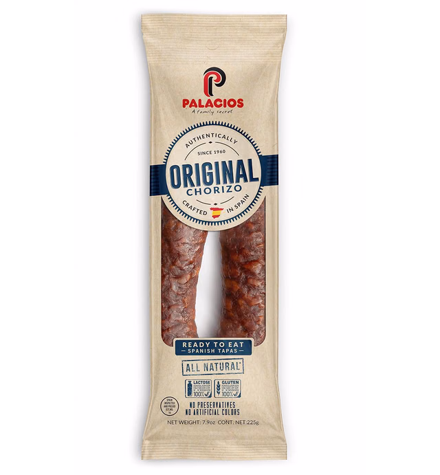 Chorizo Autentico Mild by Palacios. Imported from Spain. 7.9 Ounce