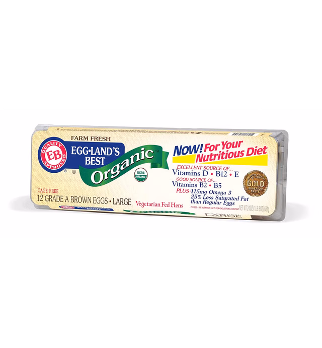 Eggland's Best, Large Organic Brown Eggs, 12 count (Pack of 1)