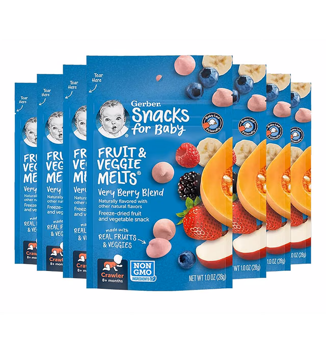 Gerber Snacks for Baby Fruit & Veggie Melts, Very Berry Blend, 1 Ounce (Pack of 7)