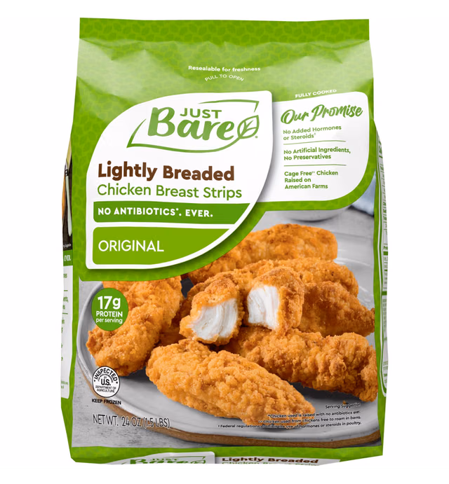 Just Bare Lightly Breaded Chicken Breast Strips - - 24oz