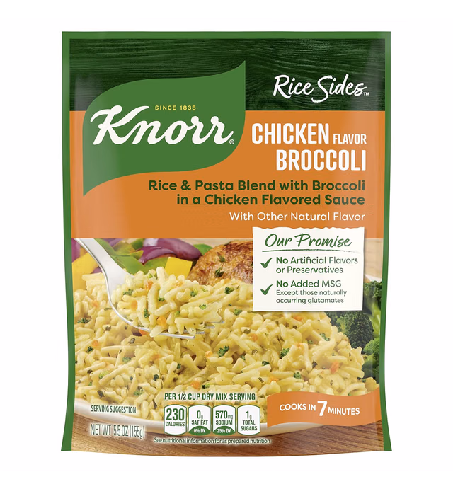 Knorr Rice Sides For a Tasty Rice Side Dish Chicken Broccoli with Long Grain Rice and Vermicelli Pasta No Artificial Flavors, No Preservatives, No Added MSG 5.5 oz