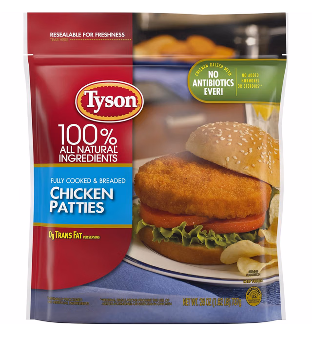 Tyson Fully Cooked Chicken Patties, 26 oz. (Frozen)