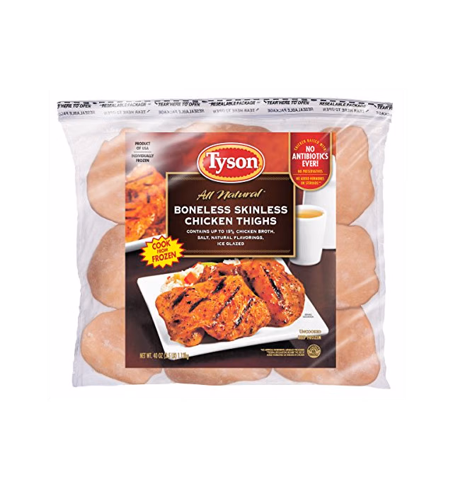 Tyson, Boneless Skinless Chicken Thighs, 2.5 lb. (Frozen)