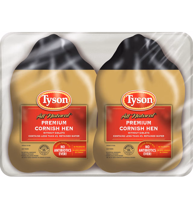 Tyson All Natural Premium Cornish Hen (Twin Pack), 44 oz. (Frozen)
