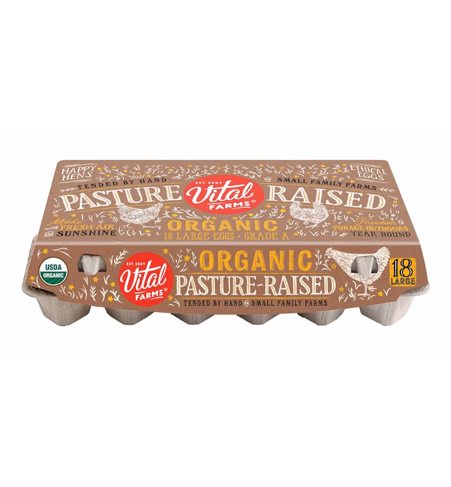 Vital Farms Organic Pasture-Raised Large Eggs 18ct