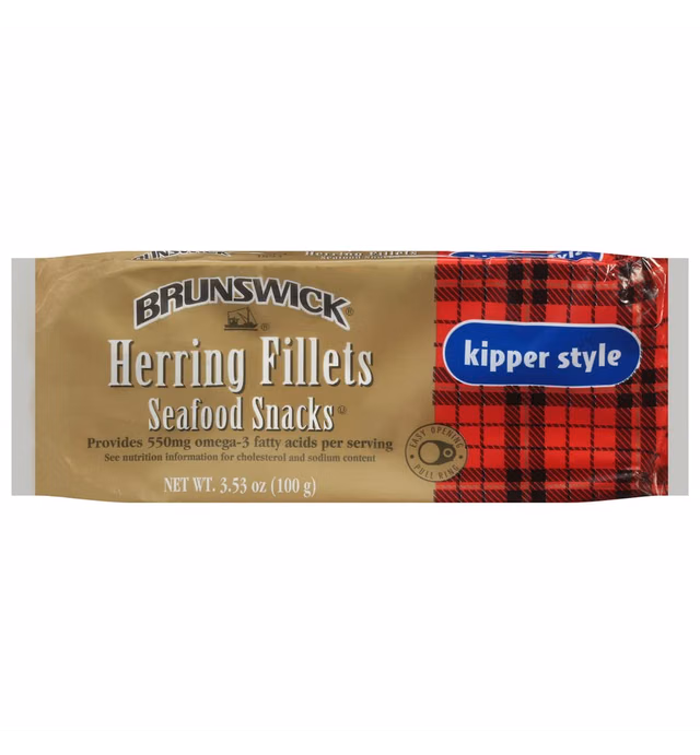 Brunswick Boneless Kipper Style Herring Fillets, 3.53 oz Can (Pack of 12) - 18g Protein per Serving - Gluten Free, Keto Friendly - Great for Pasta & Seafood Recipes