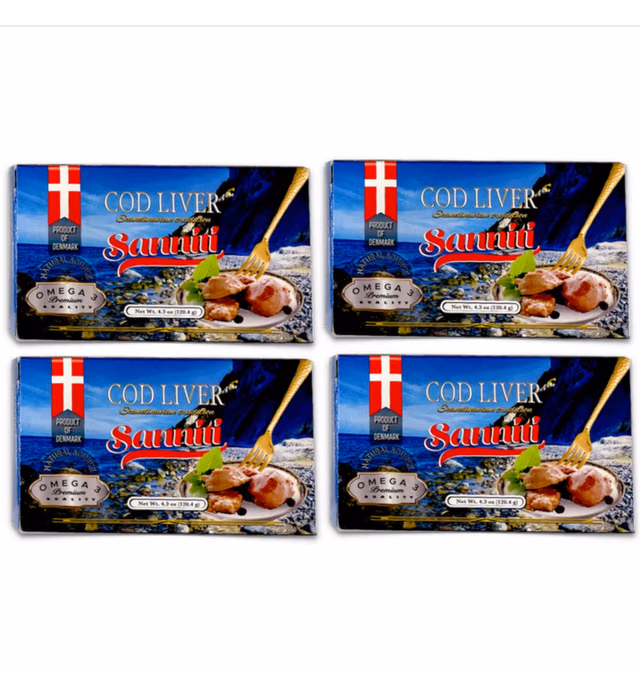 Sanniti Cod Liver, Scandinavian Edition, 4.3 oz (Pack of 4)